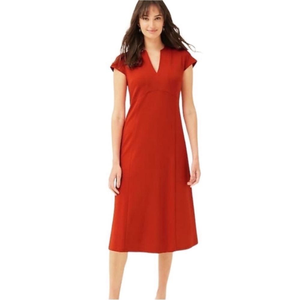 J. Jill Monterey Knit Midi Dress Orange Red Rust Fall Size XS - Picture 1 of 16